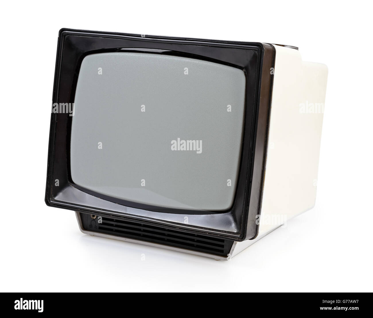 Vintage portable TV set isolated on white Stock Photo