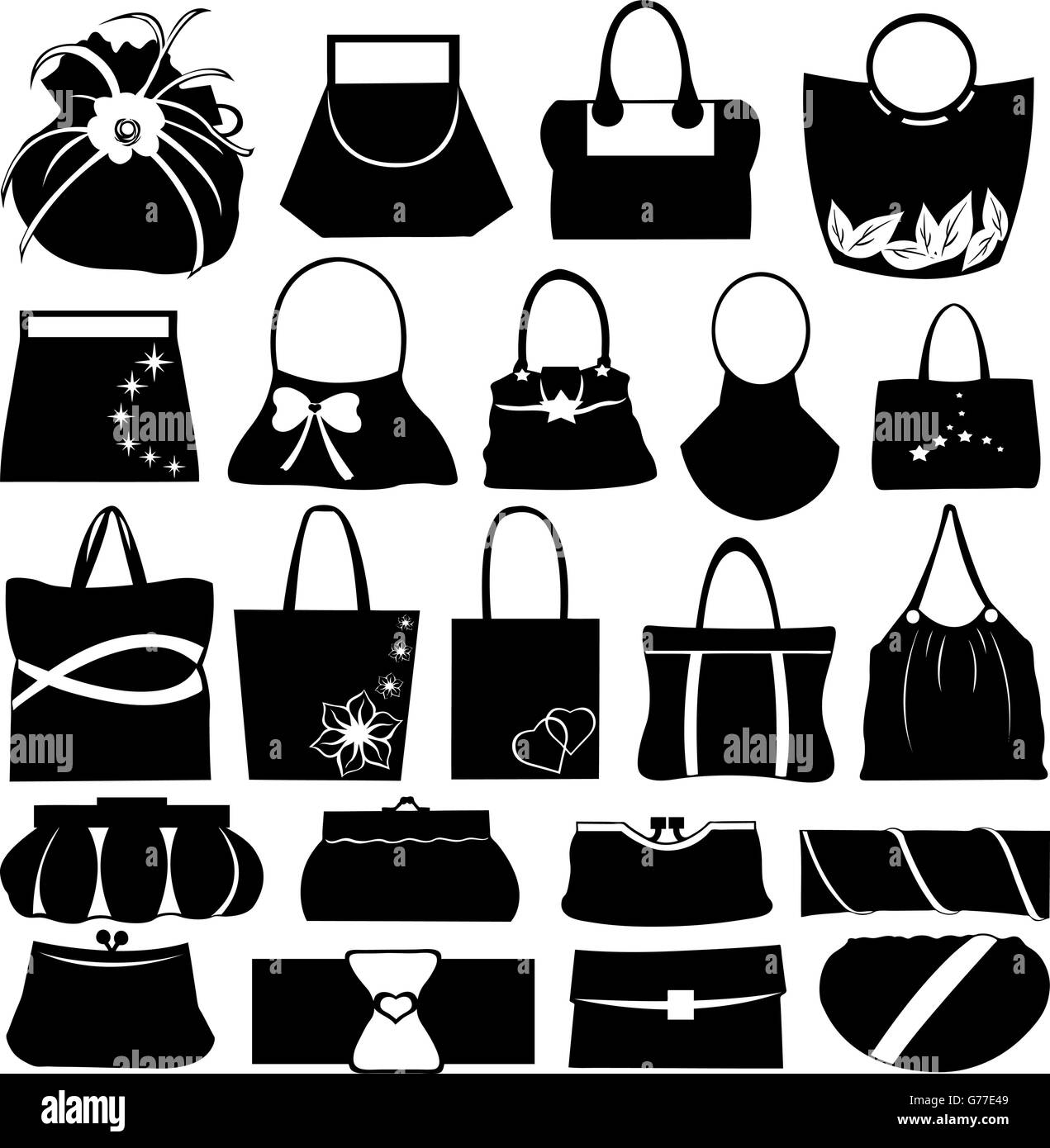 Female purse collage Stock Vector