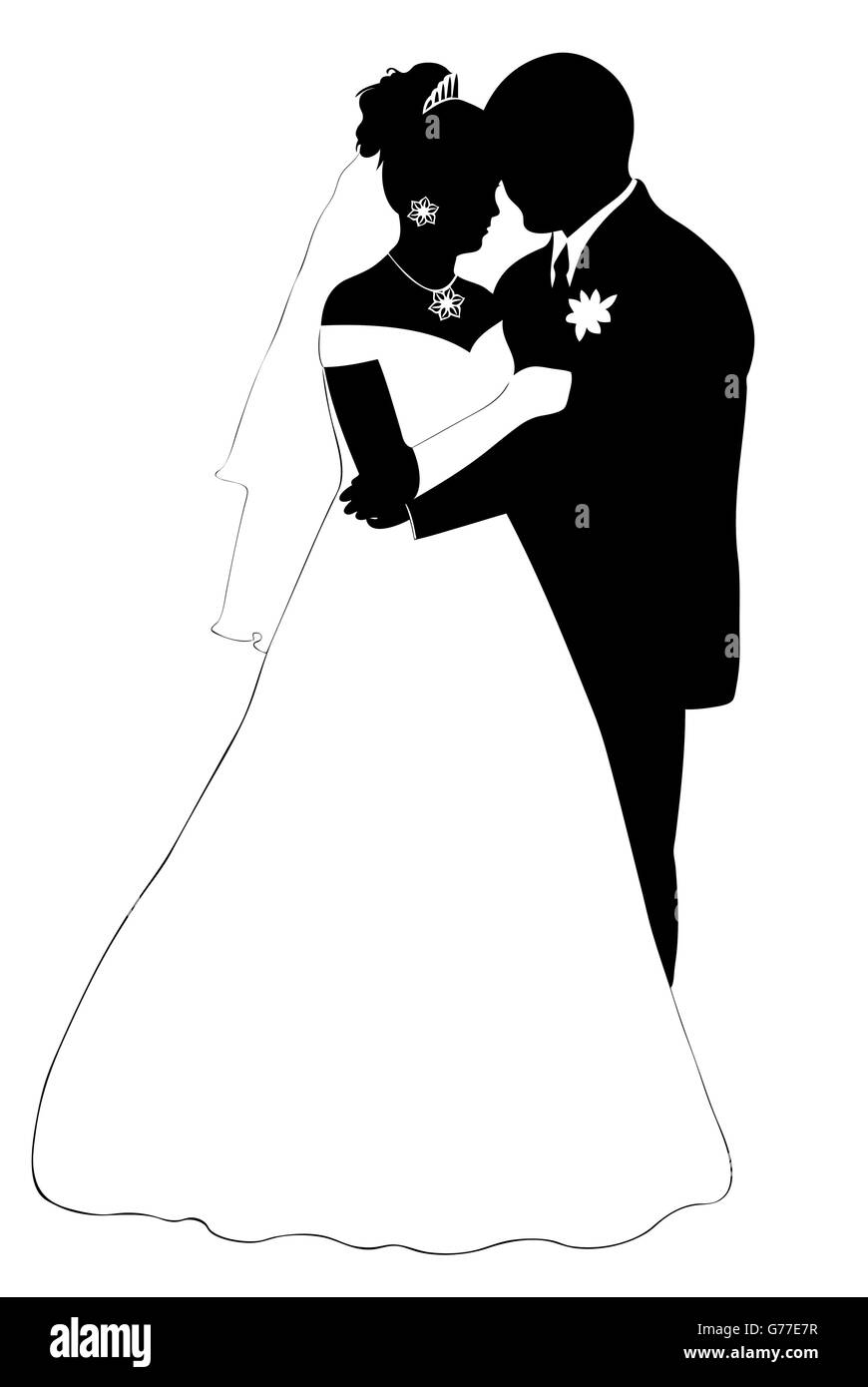 Wedding couple silhouette isolated Stock Vector Image & Art - Alamy
