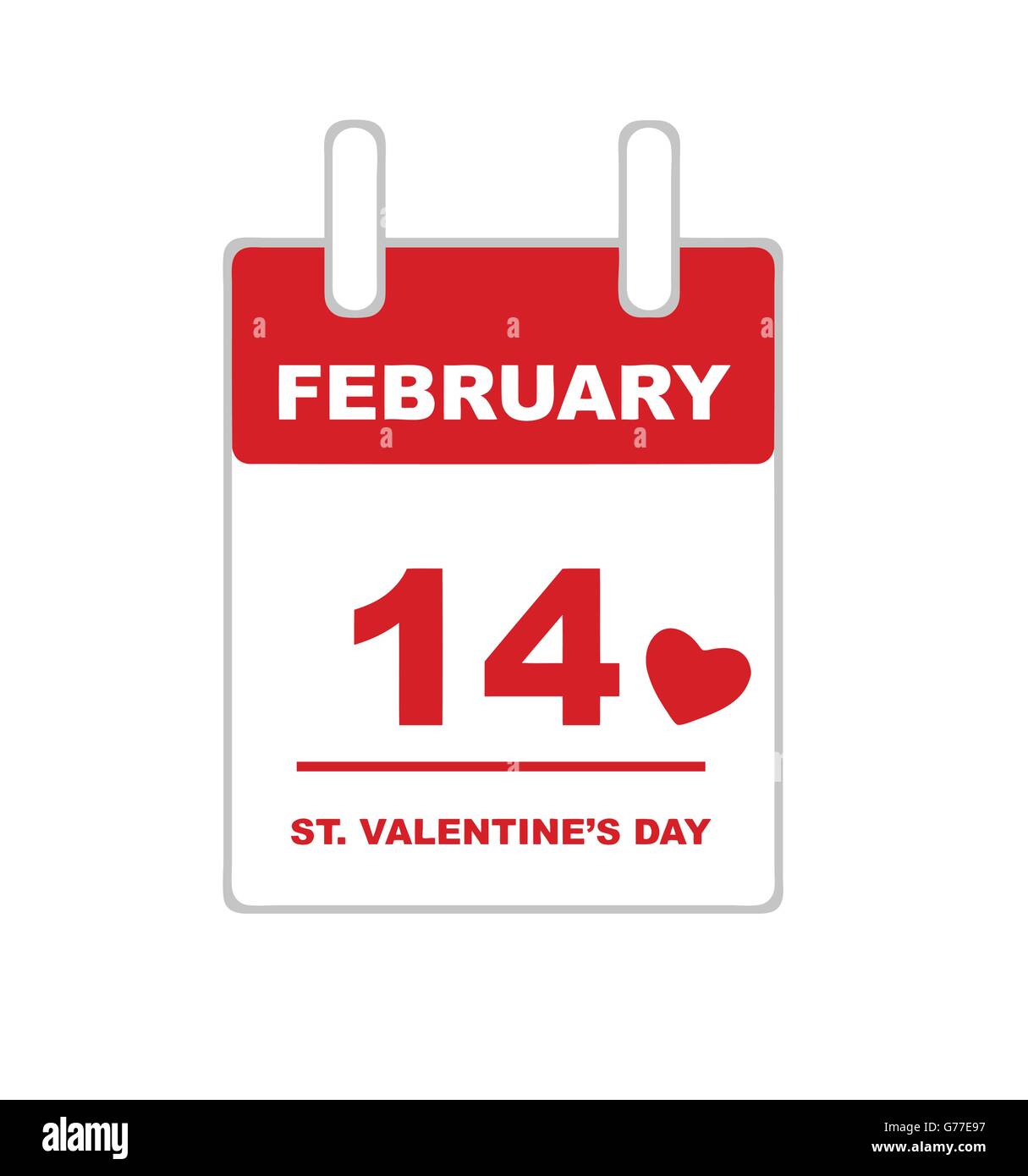 Valentine's Day calendar isolated on white Stock Vector Image & Art Alamy
