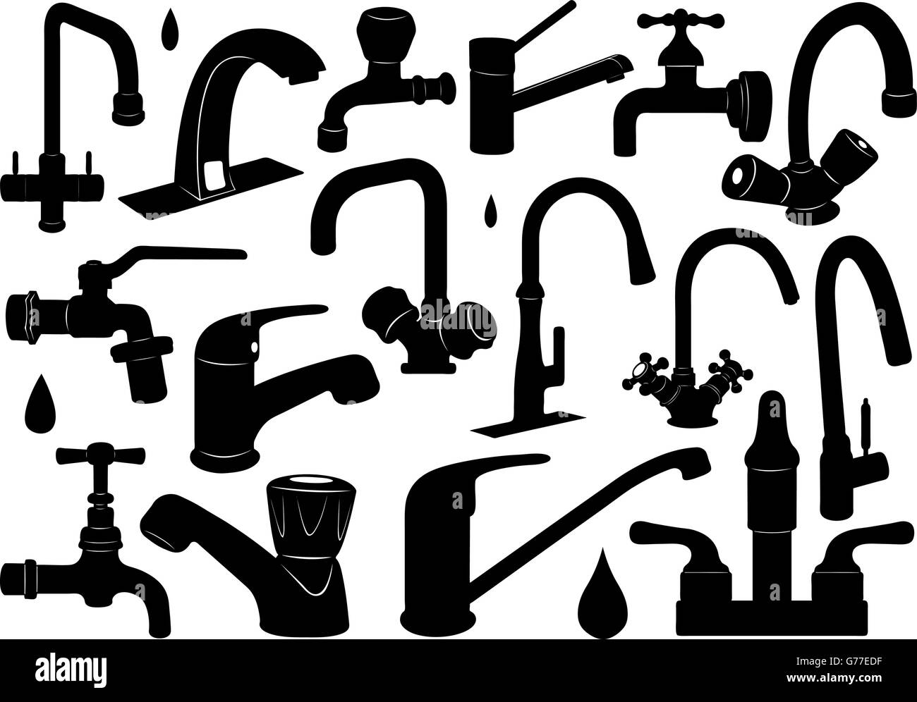 Faucet set isolated on white Stock Vector
