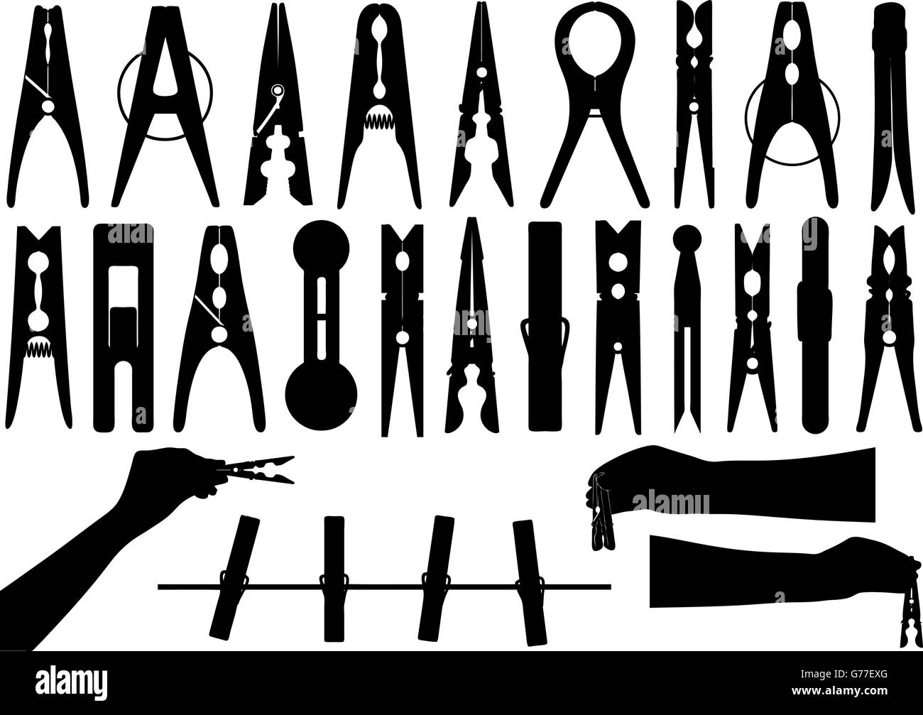 Set of different clothespins Stock Vector Image & Art Alamy