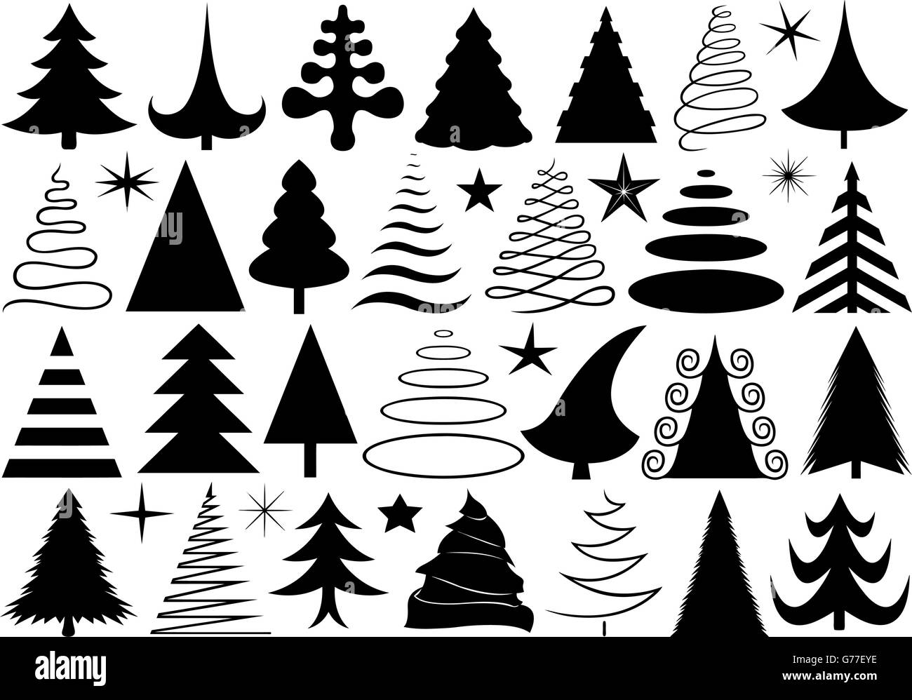 Set of different Christmas trees isolated on white Stock Vector Image ...