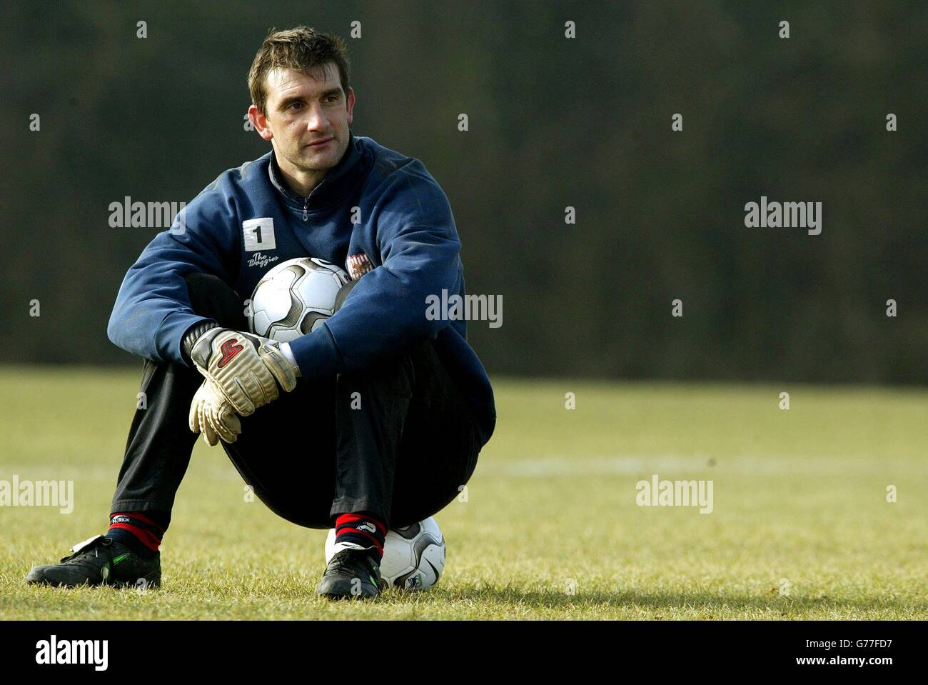 West Bromwich Albion goalkeeper Russell Hoult in relaxed mood during a training session at Aston University Sports Ground, Birmingham, prior to Sunday's home game against West Ham United. Both teams are fighting to avoid relegation. Stock Photo