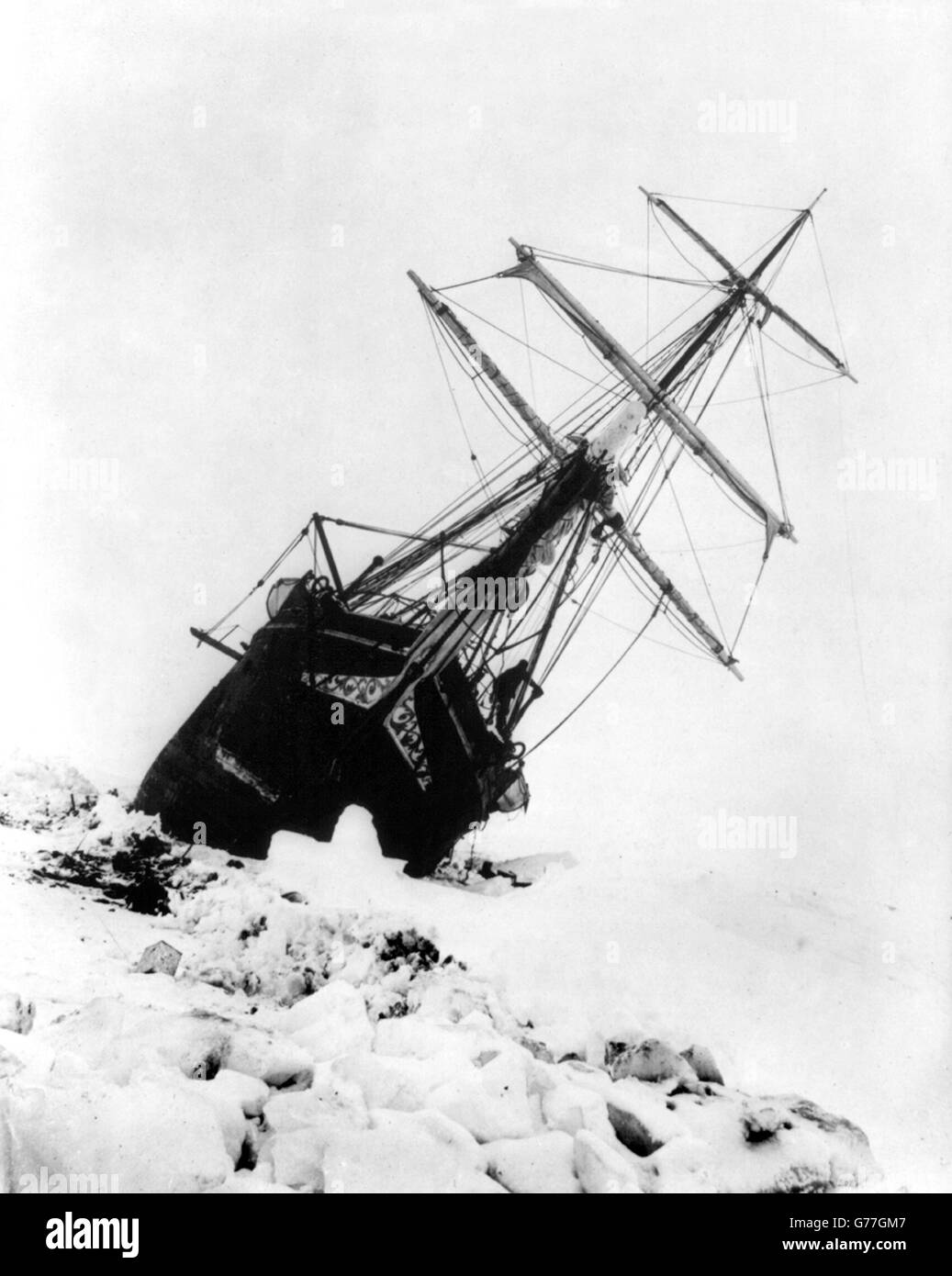 Ernest Shackleton, Endurance. Sir Ernest Shackleton's ship, Endurance, trapped in the ice during the 1914/15 Imperial Trans-Antarctic Expedition. Stock Photo
