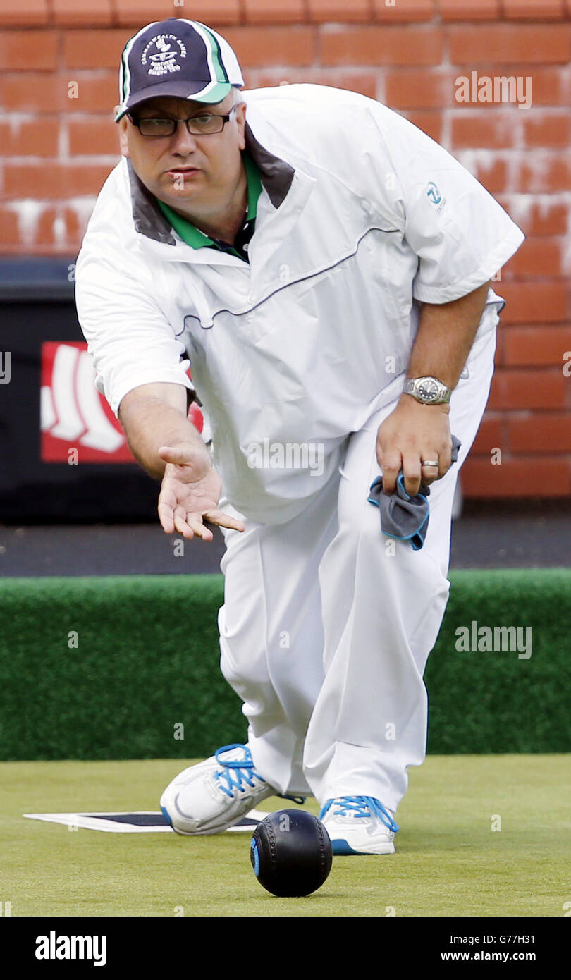 Sport - 2014 Commonwealth Games - Day Five. Northern Ireland's Neil Boot in action during the Men's Triples Final at Kelvingrove Lawn Bowls Centre Stock Photo