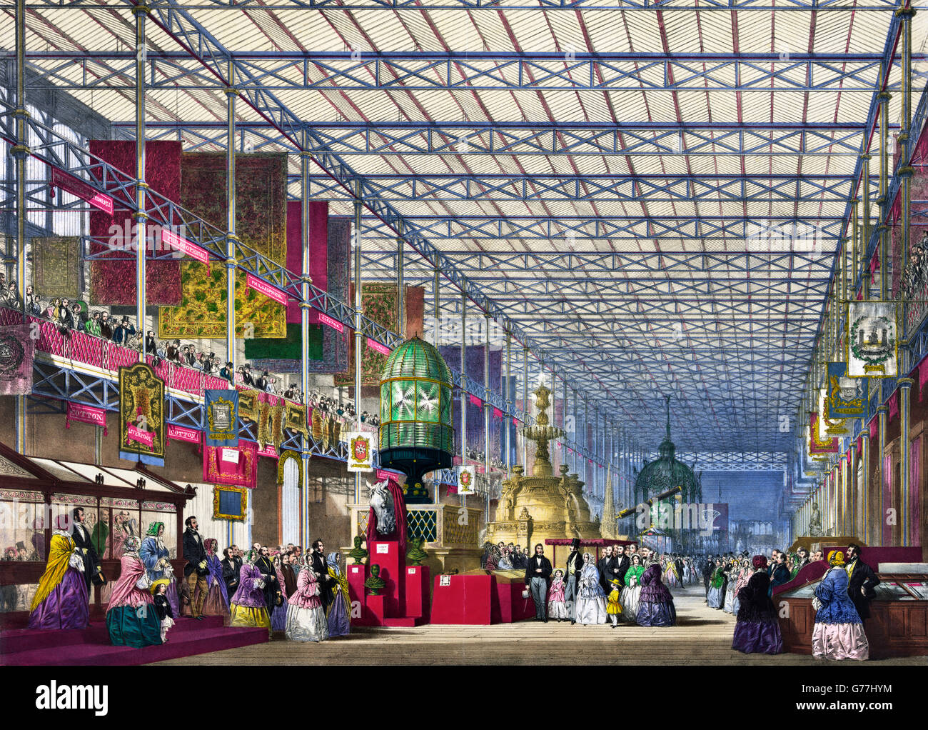 Great Exhibition of 1851. The British Nave at The Great Exhibition of 1851, Crystal Palace, London, UK. Stock Photo