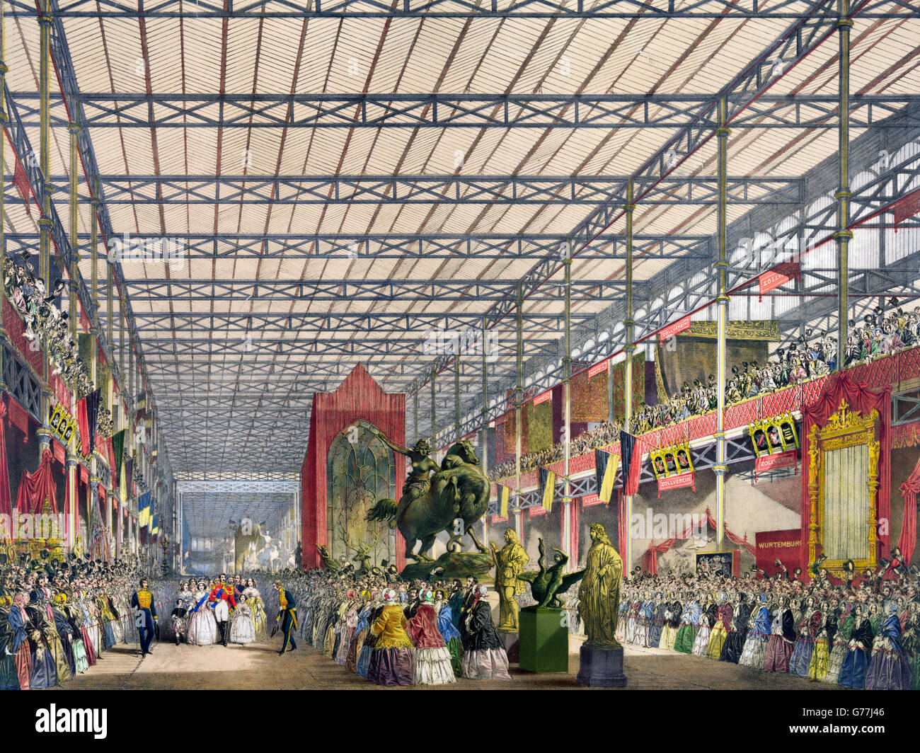Great Exhibition, 1851. The Foreign Nave at The Great Exhibition of 1851, Crystal Palace, London, UK. Stock Photo
