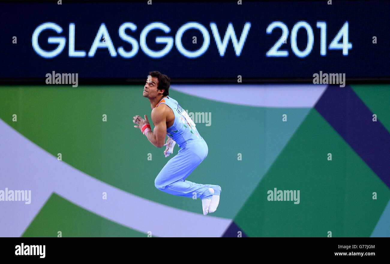 India's Rakesh Patra during the Artistic Gymnastic's Team Final and