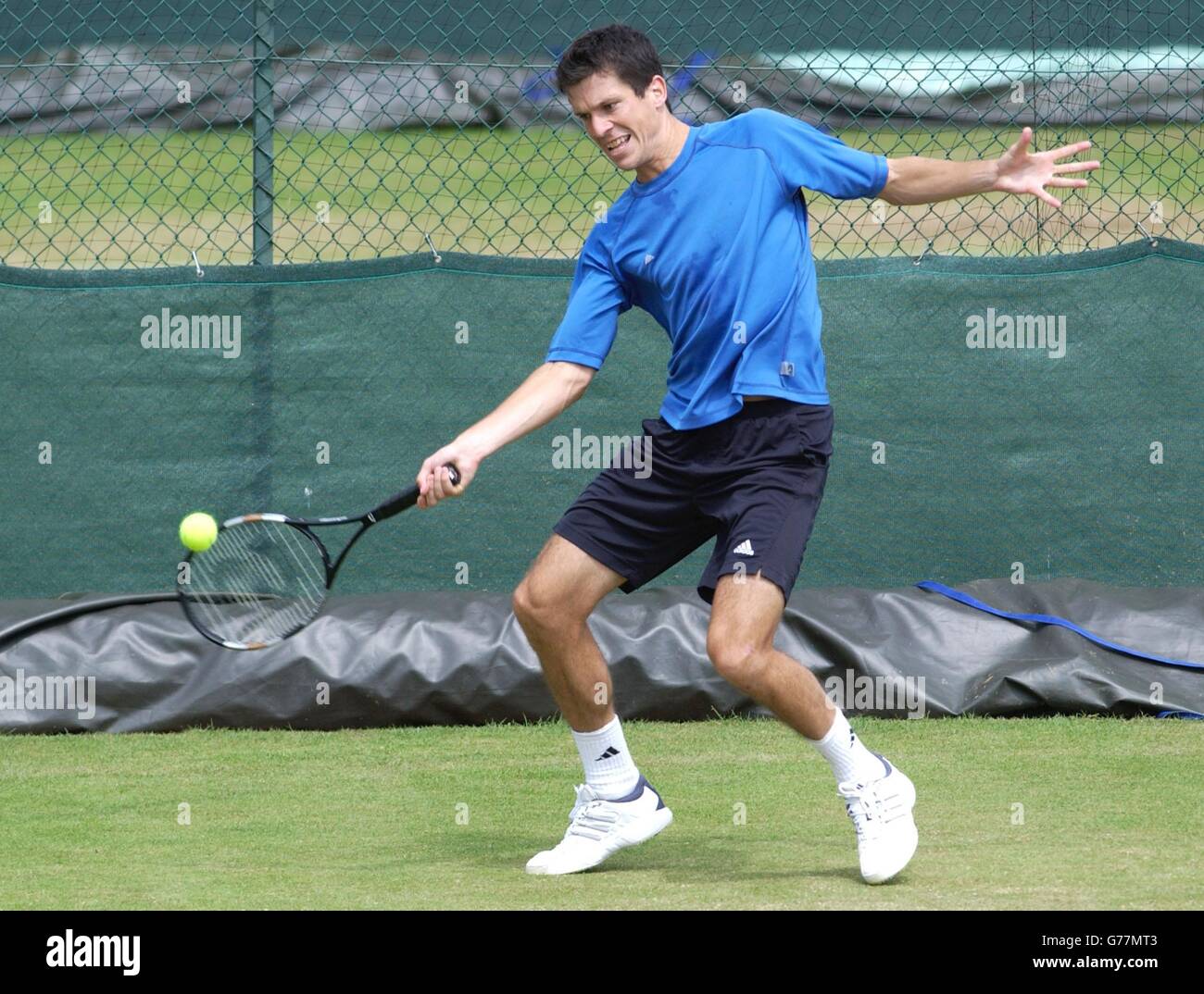 Tim Henman practices at the All England Lawn Tennis Championships at  Wimbledon Stock Photo - Alamy