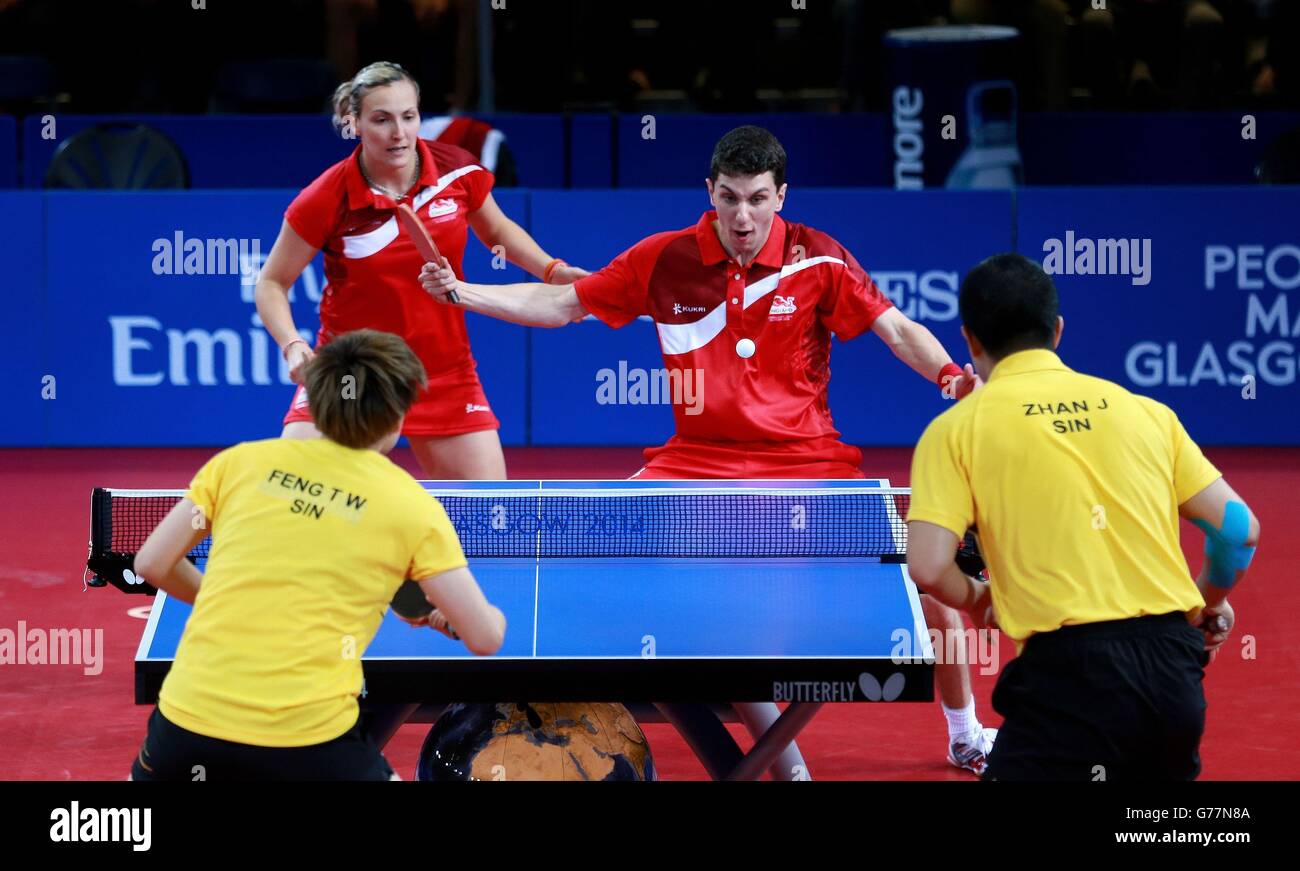 England's Kelly Sibley and Danny Reed celebrate during their Mixed