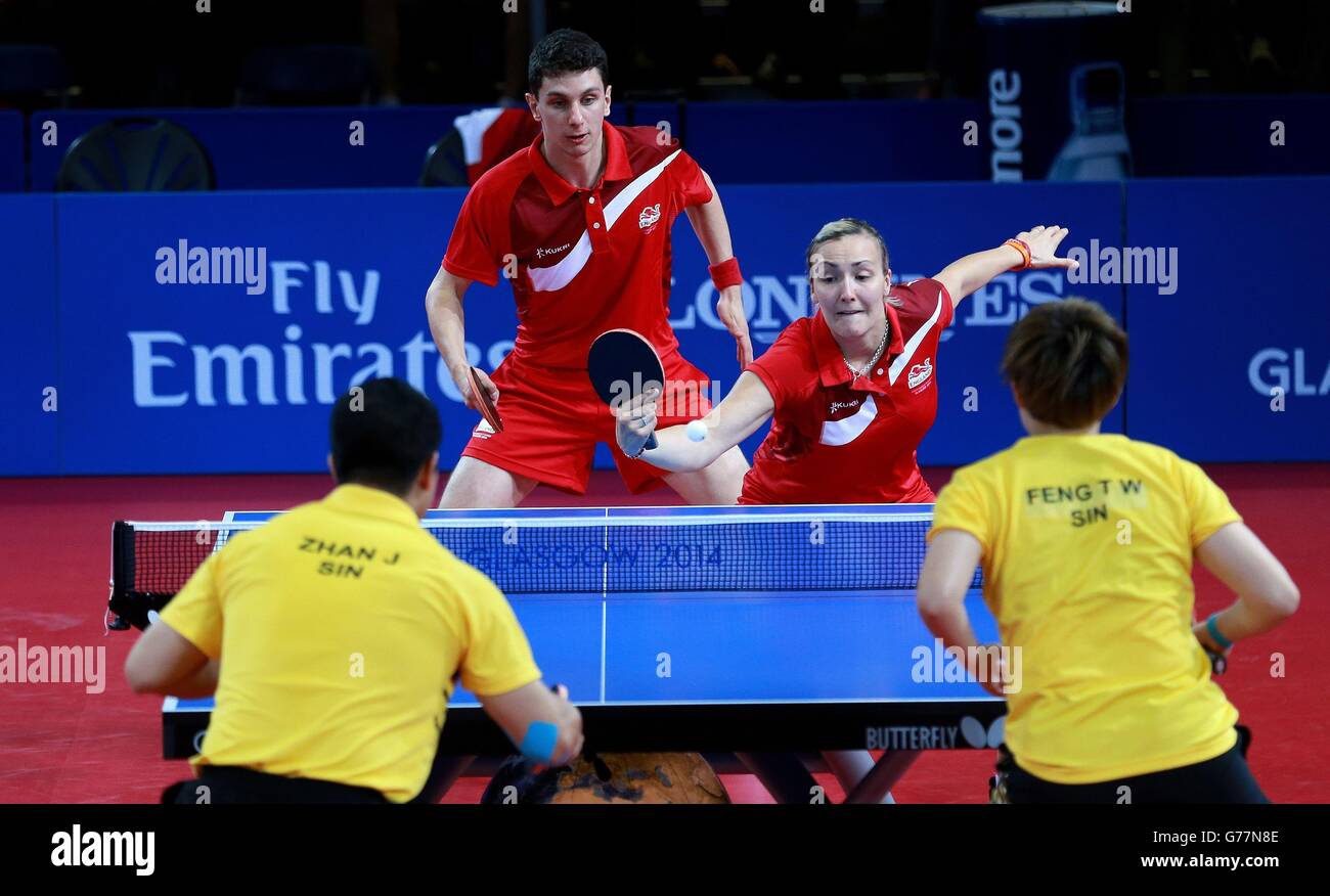 England's Kelly Sibley and Danny Reed celebrate during their Mixed Doubles Table Tennis Bronze