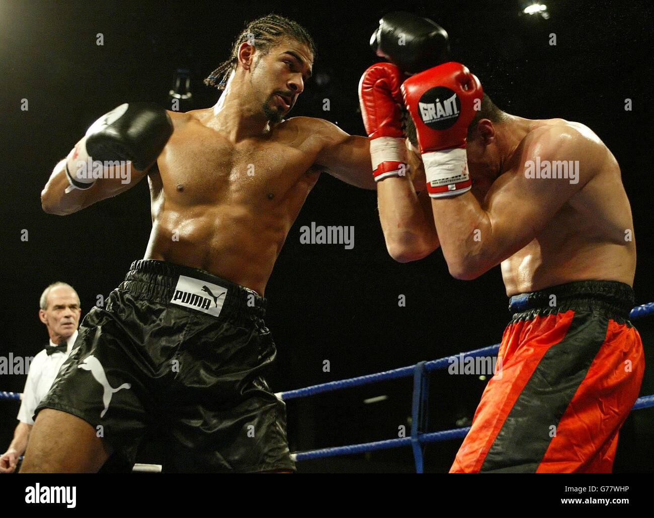 Britain's David Haye (left) during his win over Saber Zairi from France at Ponds Forge Arena, Sheffield. Stock Photo