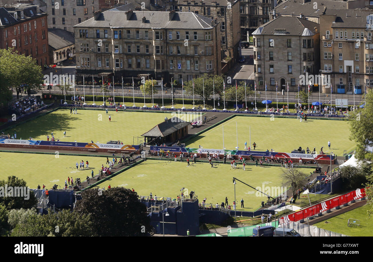 Sport - 2014 Commonwealth Games - Day Two. The Kelvingrove Lawn Bowls Centre during the 2014 Commonwealth Games in Glasgow, Scotland. Stock Photo