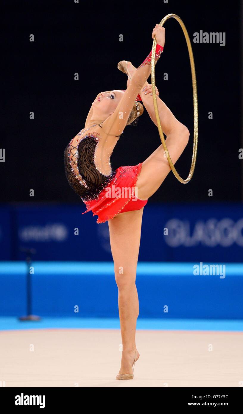 England's Stephani Sherlock competes in the Rhythmic Gymnastics Individual All Round Final at the SSE Hydro during the 2014 Commonwealth Games in Glasgow. Stock Photo