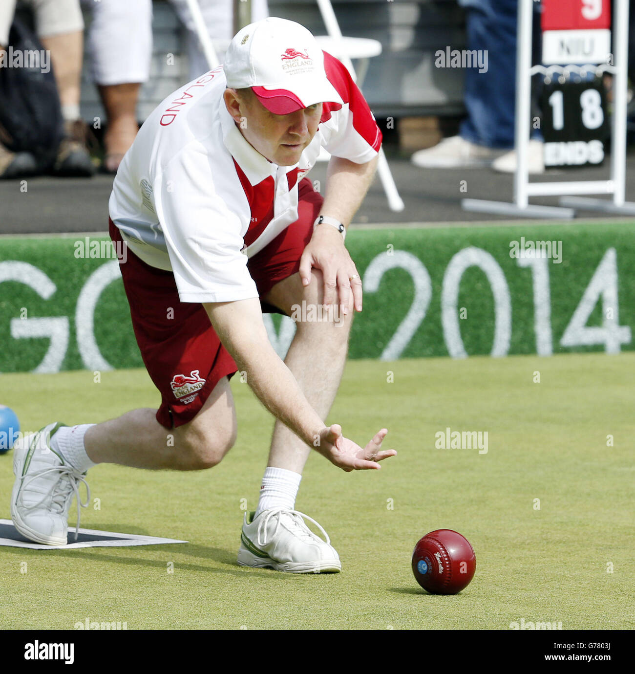 England's Stuart Airey competes in the Men's Triples at Kelvingrove