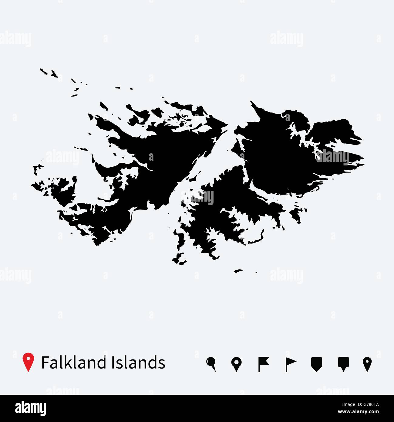 High Detailed Vector Map Of Falkland Islands With Pins Stock Vector Image And Art Alamy 0913