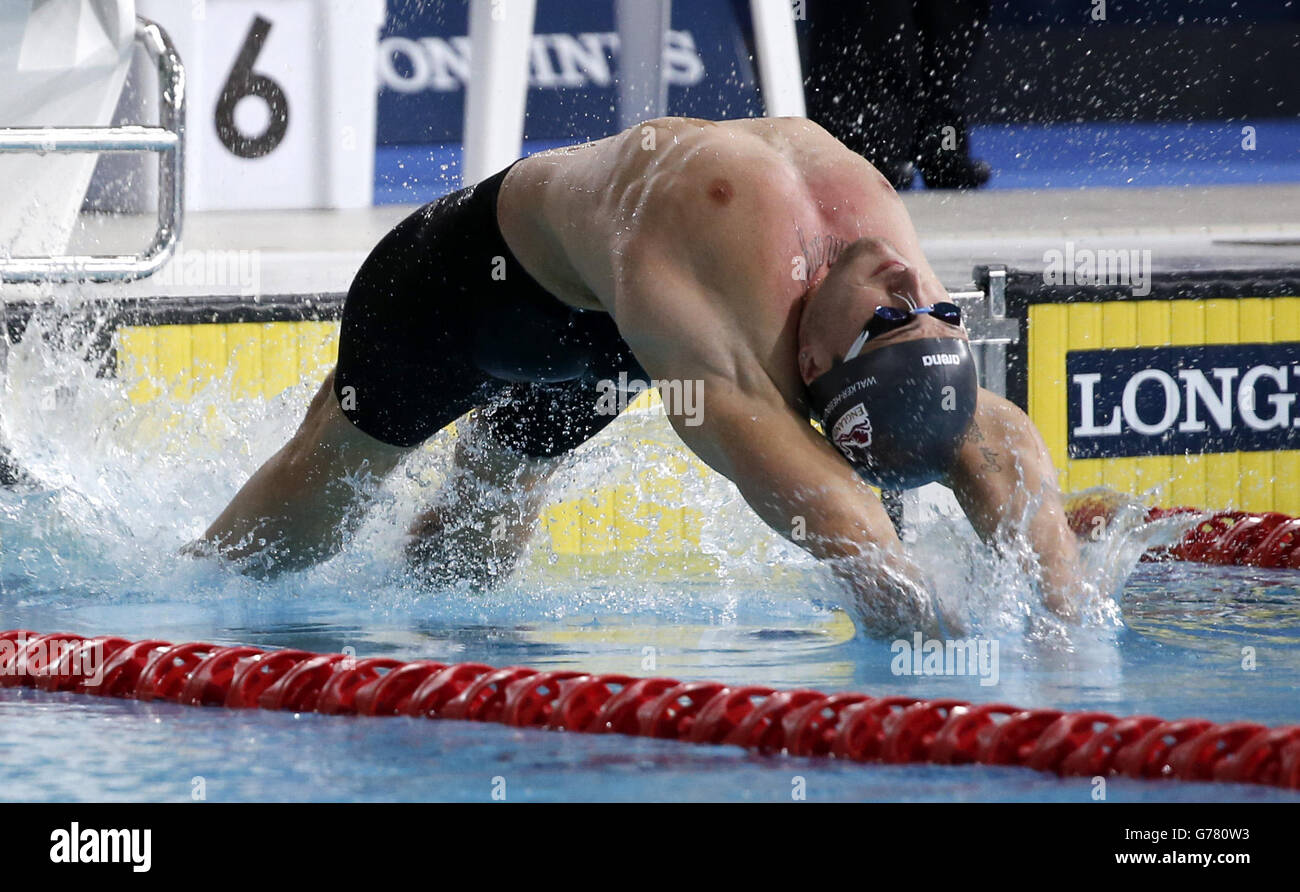 England's Chris Walker-Hebborn during the Men's 50m Backstroke Final, at Tollcross Swimming Centre, during the 2014 Commonwealth Games in Glasgow. Stock Photo