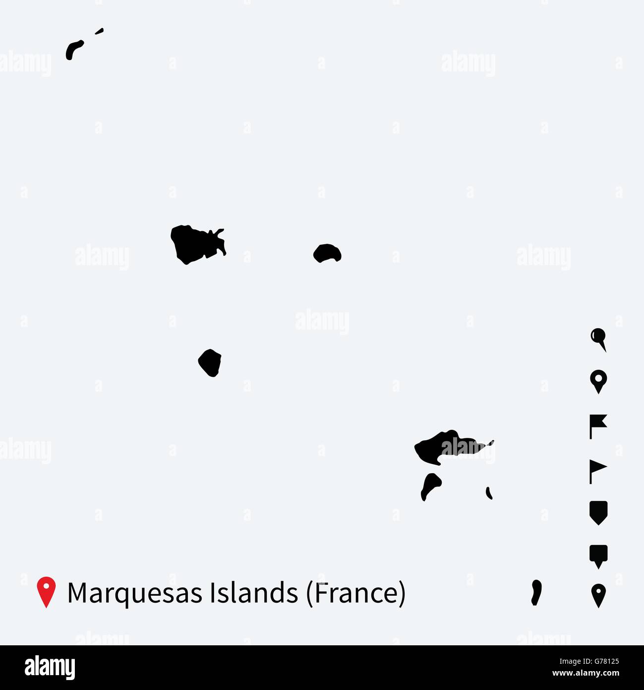 High Detailed Vector Map Of Marquesas Islands With Navigation Pins   High Detailed Vector Map Of Marquesas Islands With Navigation Pins G78125 