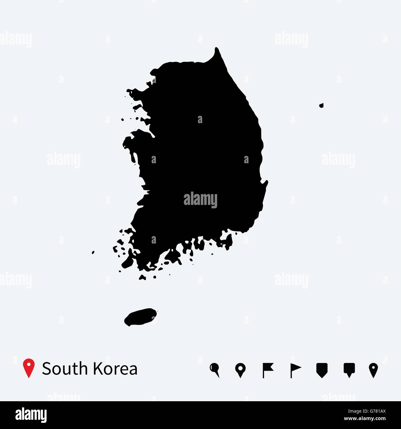 South korea map black hi-res stock photography and images - Alamy