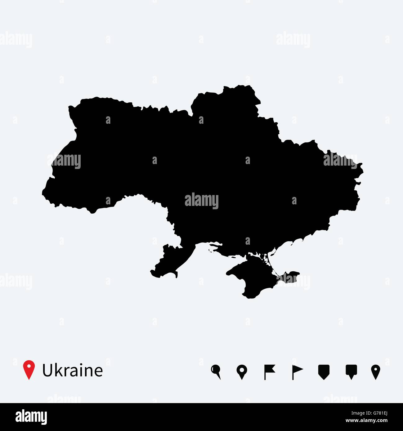 High detailed vector map of Ukraine with navigation pins Stock Vector ...