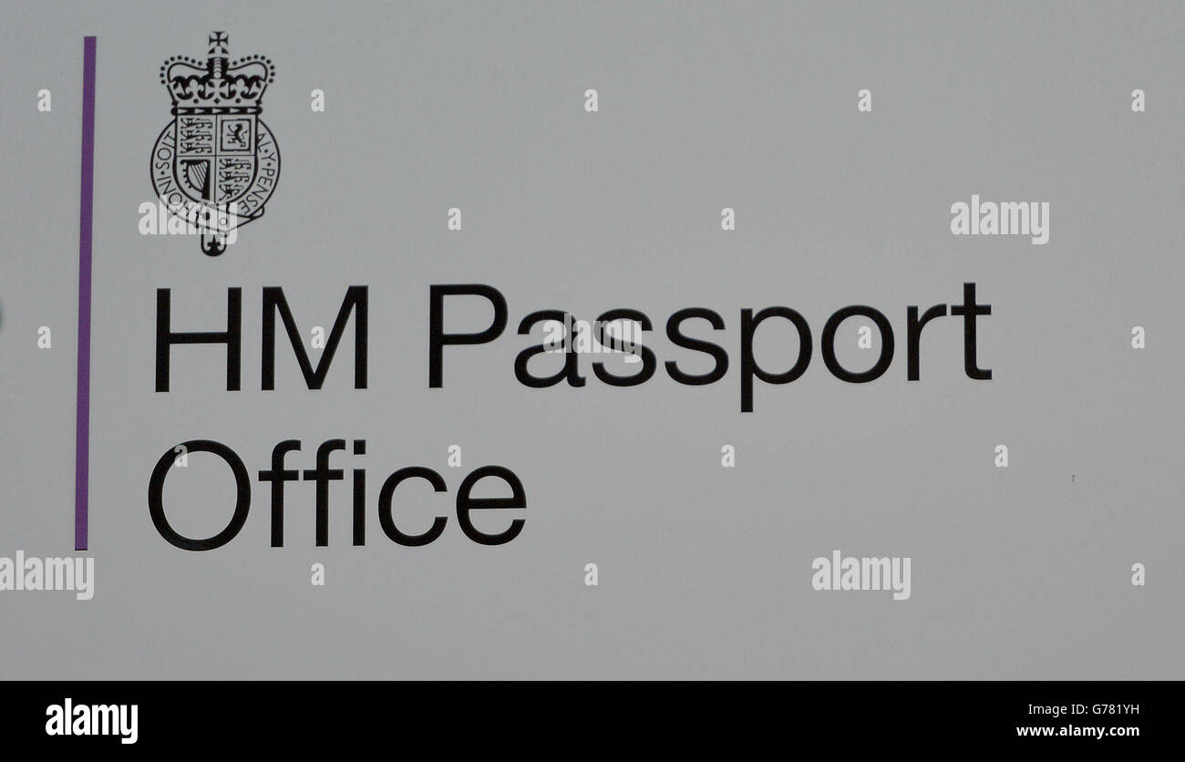 The HM Passport office in Victoria, central London during a strike over staff shortages which they say have led to a serious backlog in processing applications this year. Stock Photo