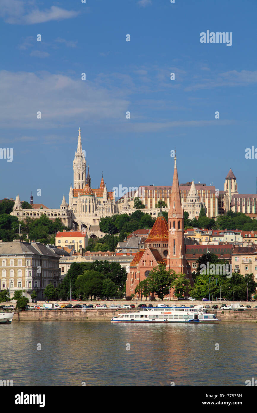 Hungary, Budapest, Castle District, skyline, Danube River, Stock Photo