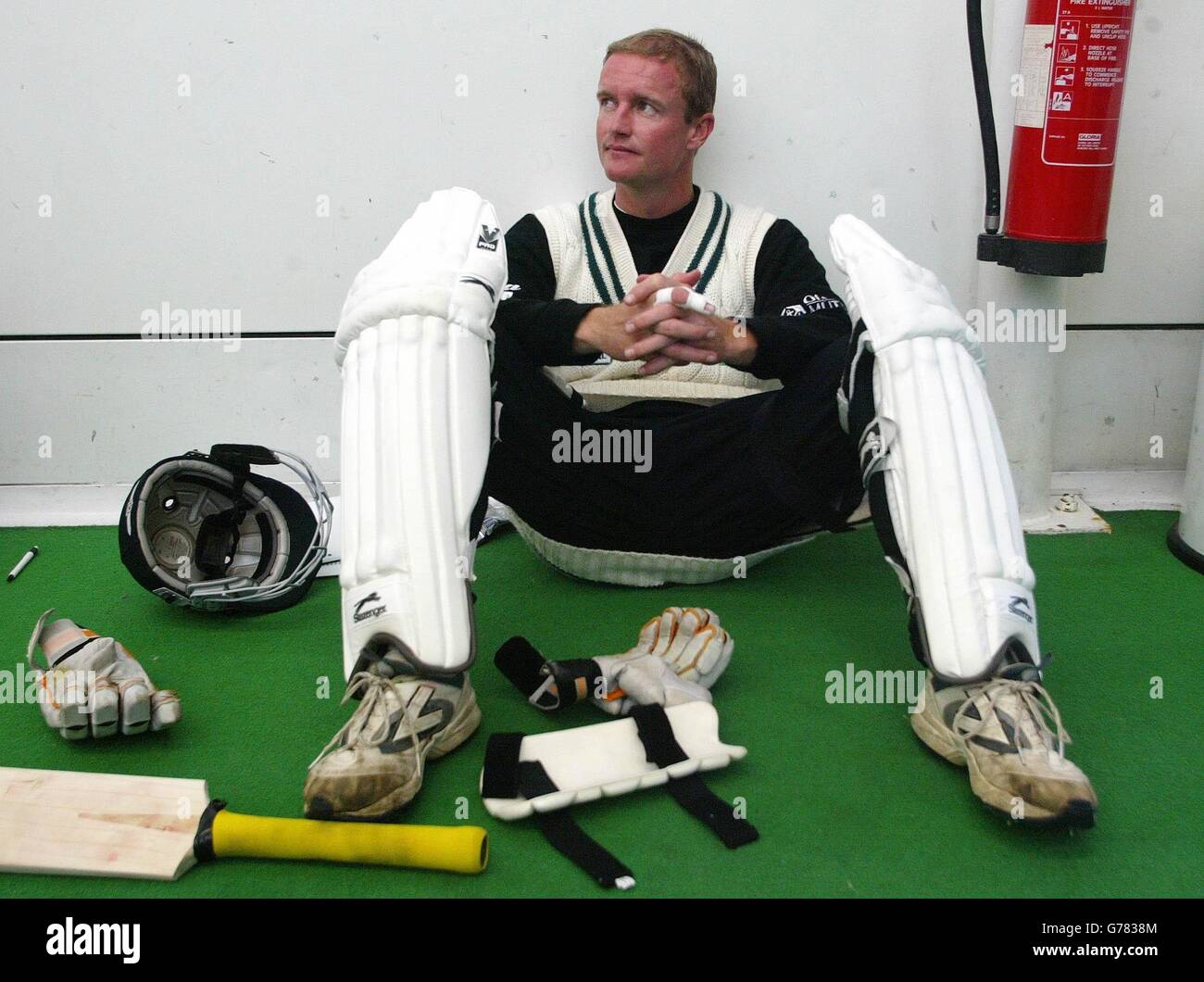 Zimbabwe - Grant Flower. Zimbabwe batsman Grant Flower waits his turn to bat in the indoor nets at Lords. Stock Photo