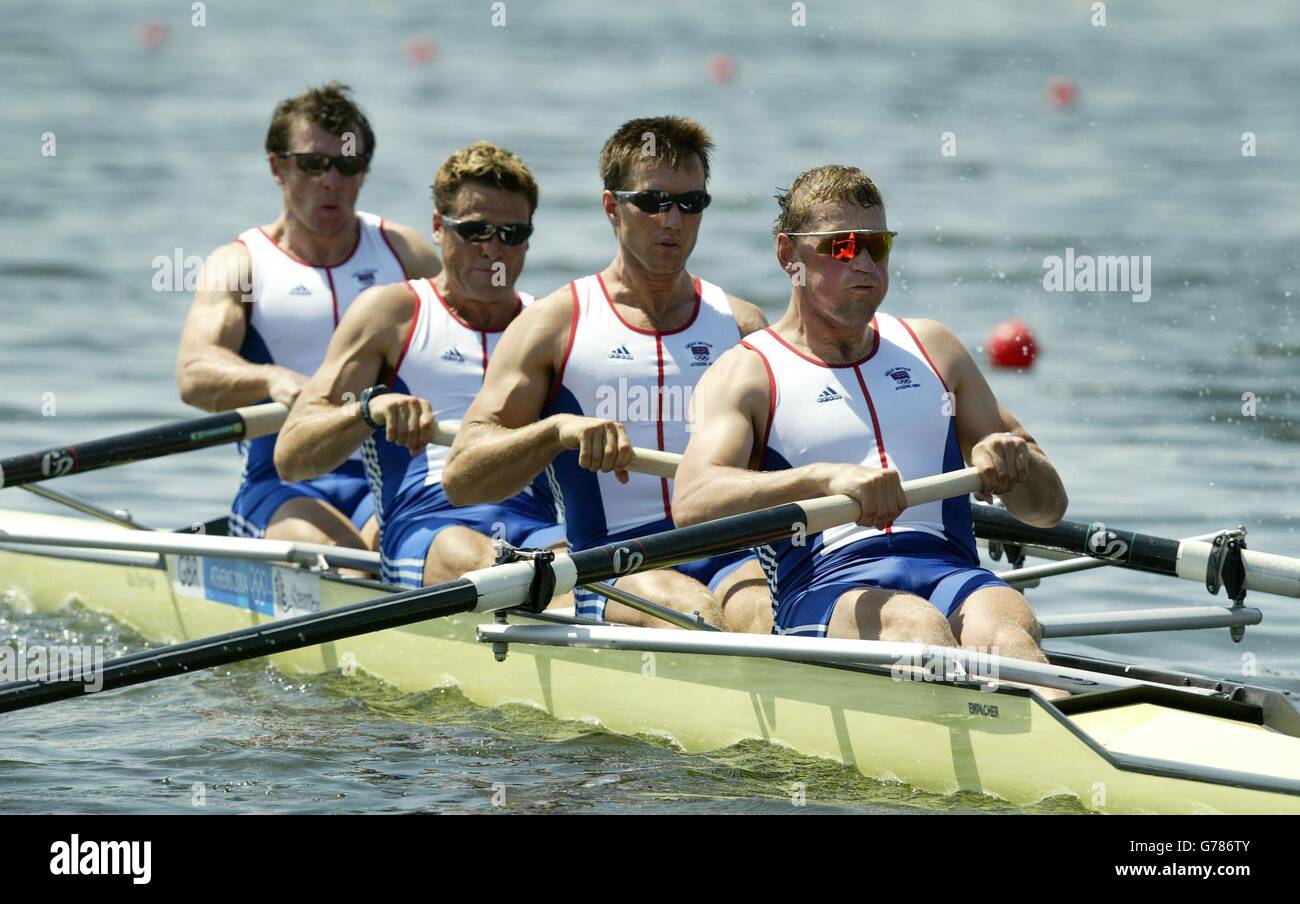 Britains mens four rowing team from right matthew pinsent hires stock