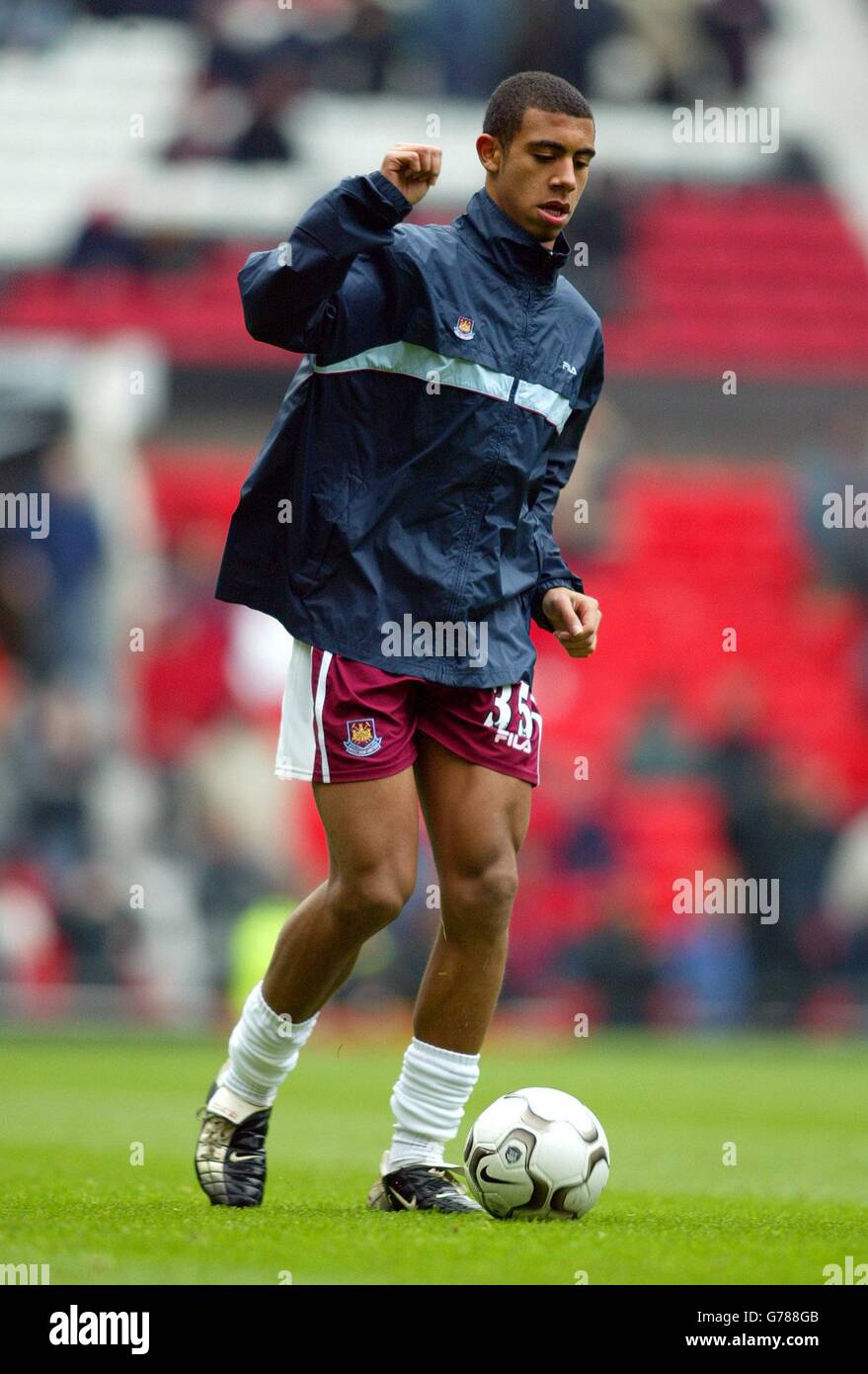 Anton Ferdinand Younger Brother Of Manchester United And England Defender Rio Warms Up Before Taking His Place On The Substitutes Bench As His West Ham United Side Lose 3 0 To Manchester United