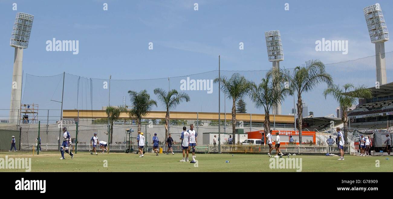 FOR . NO COMMERCIAL USE. England practice in the nets at the WACA