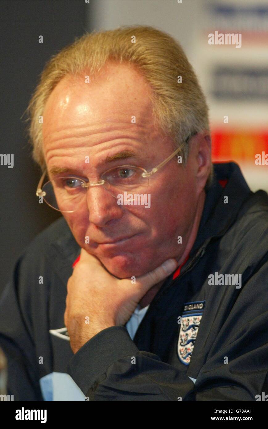 England manager Sven Goran Eriksson attends a press conference at Cabot ...