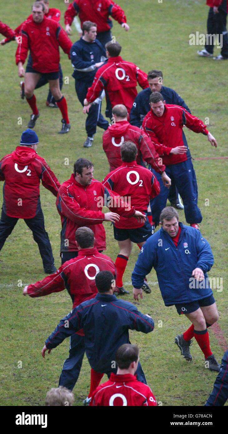 RBS 6 NATIONS - ENGLAND. The England rugby squad train at the team ...