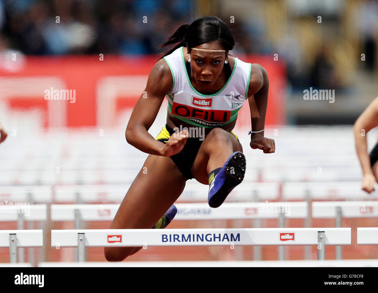 Cindy Ofili in the 100m hurdles during day one of the British