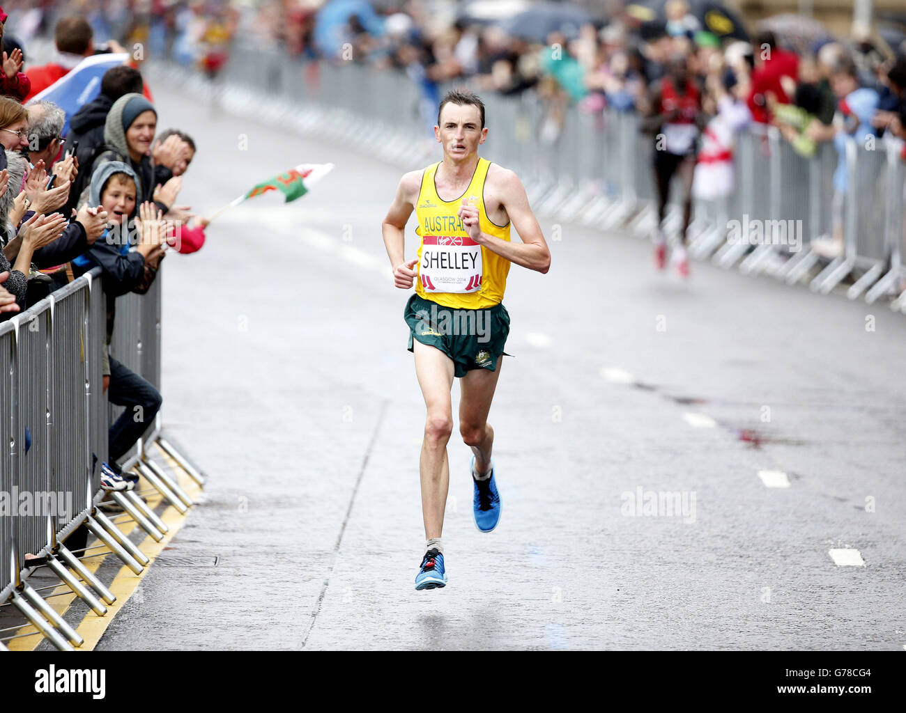 Australia's Michael Shelley in the men's marathon during the 2014 Commonwealth Games in Glasgow. Stock Photo