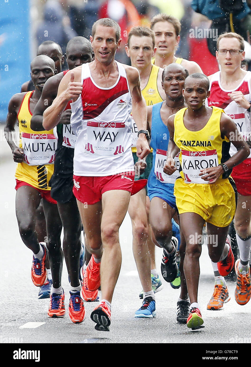 England's Steven Way in action during the Men's Marathon during the 2014 Commonwealth Games in Glasgow during the 2014 Commonwealth Games in Glasgow. Stock Photo
