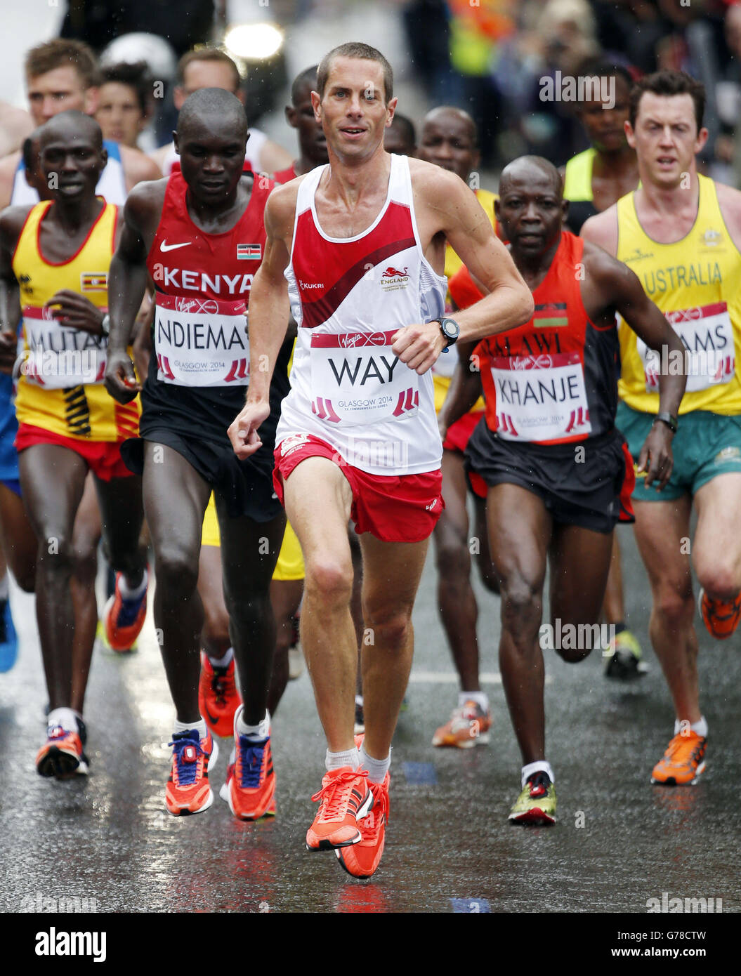 England's Steven Way in action during the Men's Marathon during the 2014 Commonwealth Games in Glasgow during the 2014 Commonwealth Games in Glasgow. Stock Photo