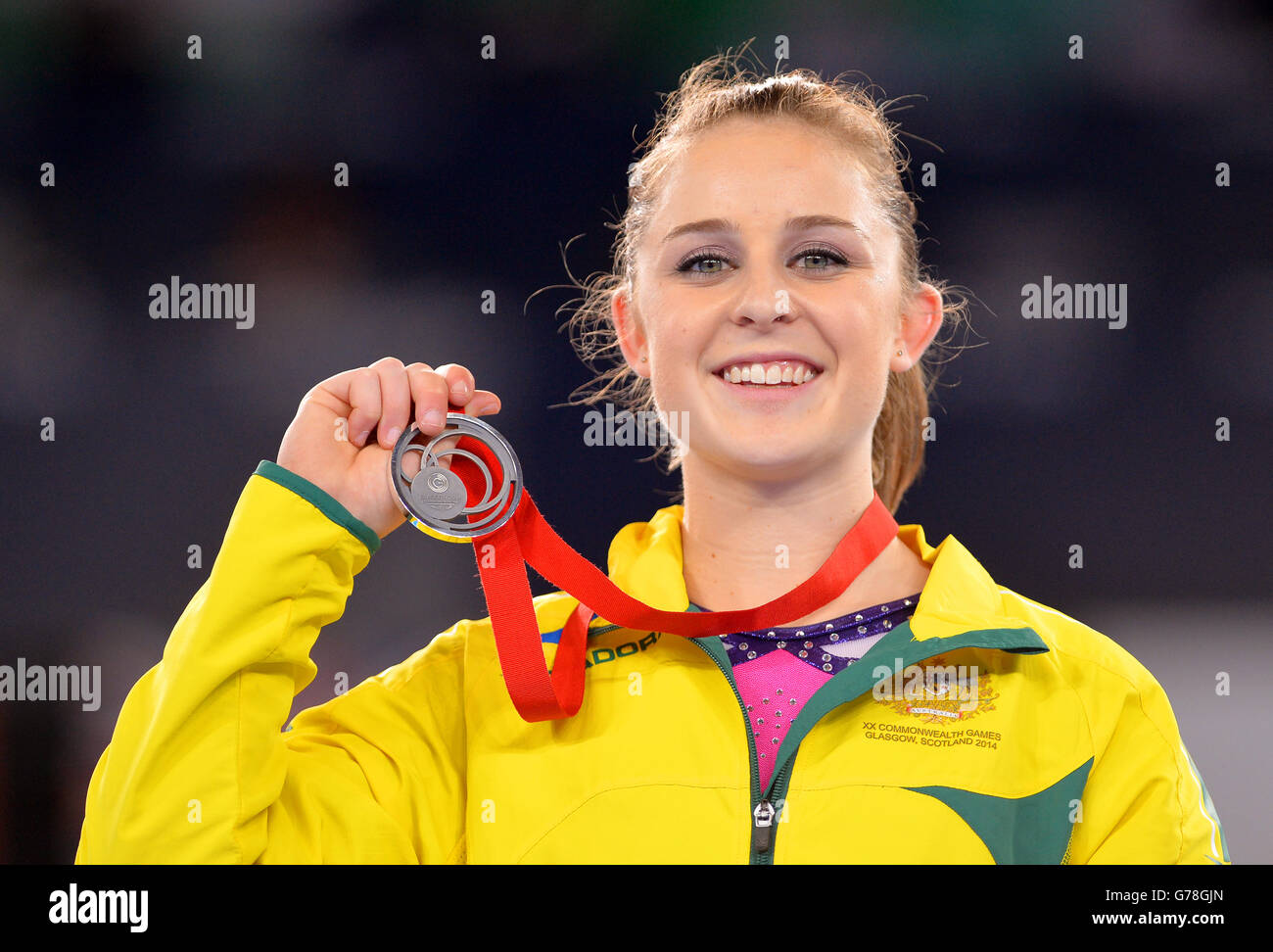 Silver Medal winner Australia's Lauren Mitchell on the podium after the