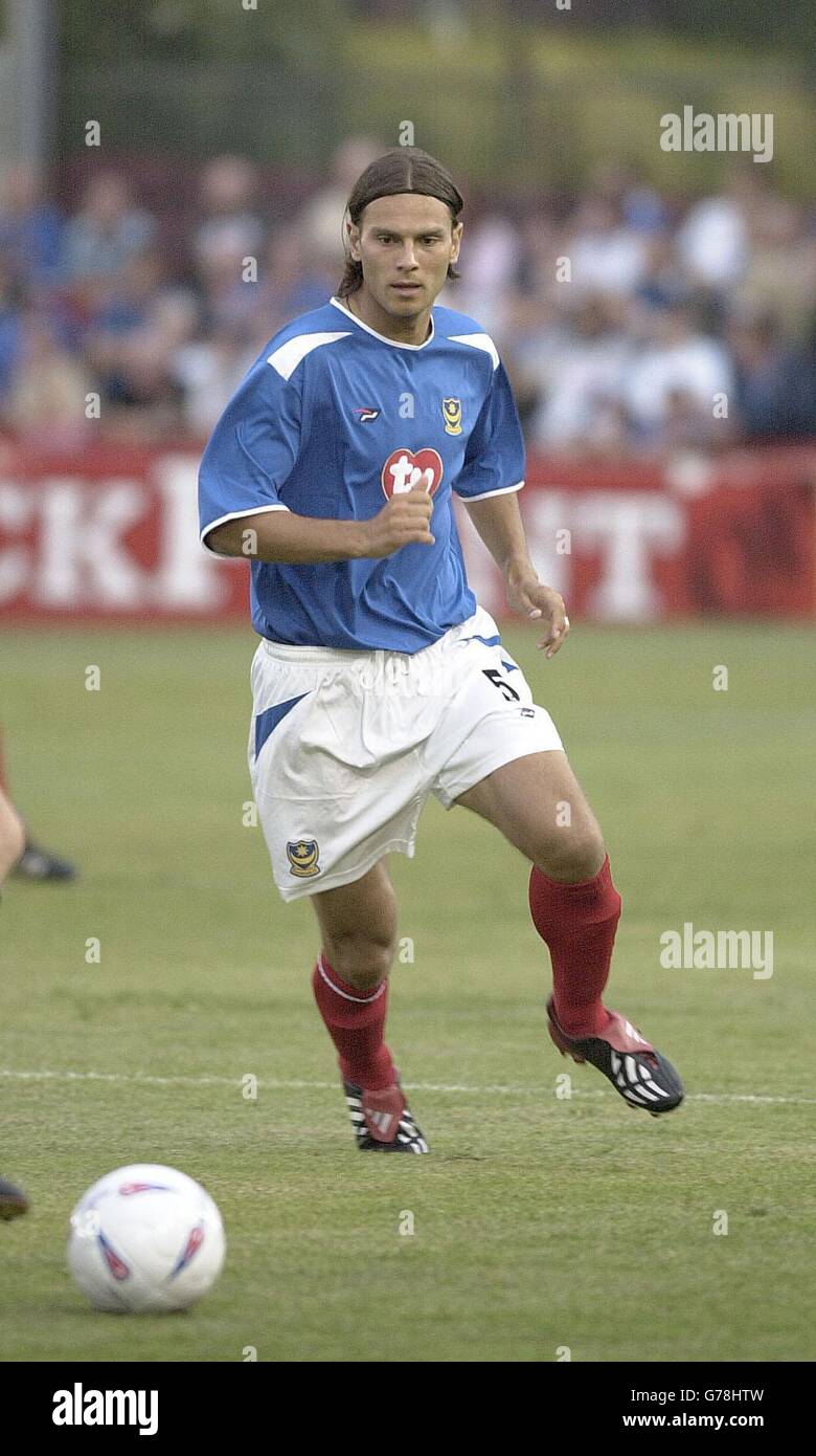 Patrick Berger on his debut for Premiership newboys Portsmouth in their pre-season friendly against Exeter at St James' Park, Exeter. Stock Photo