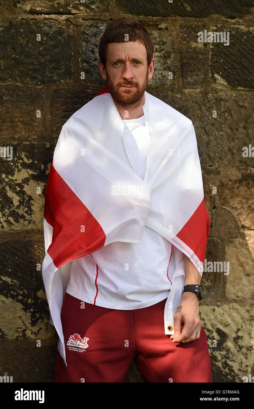 Sport - 2014 Commonwealth Games - Preview Day Two. England's Sir Bradley Wiggins during a press conference at Belvidere Bowls Club, Glasgow. Stock Photo