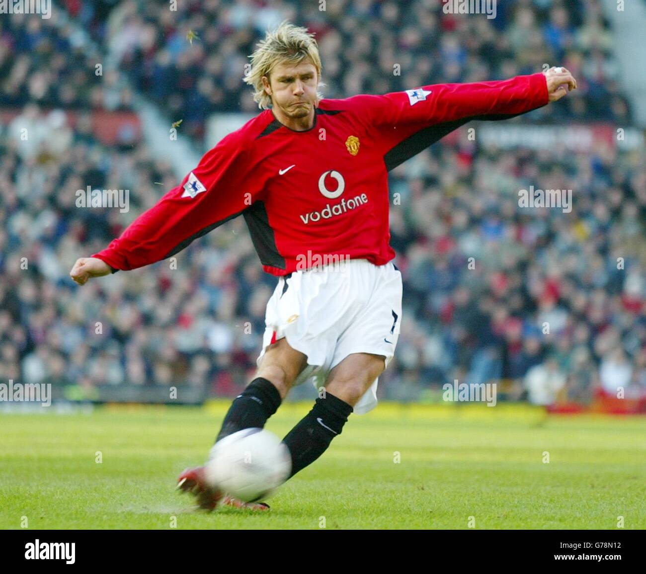 Manchester United's David Beckham scores his side's second goal against