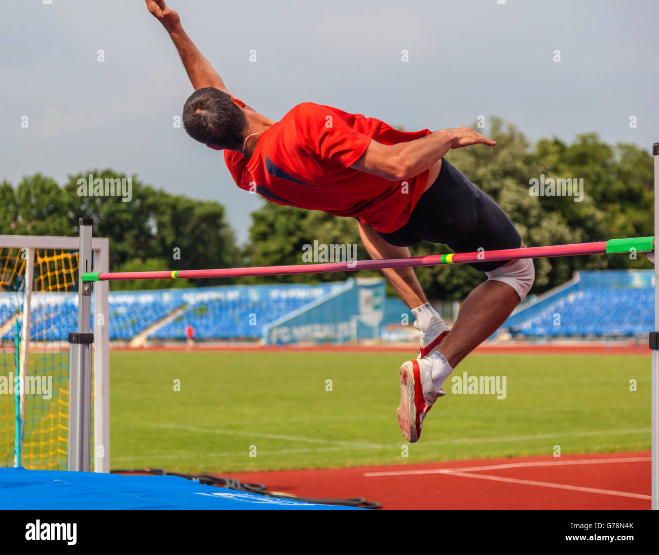 high jump in track and field Stock Photo Alamy