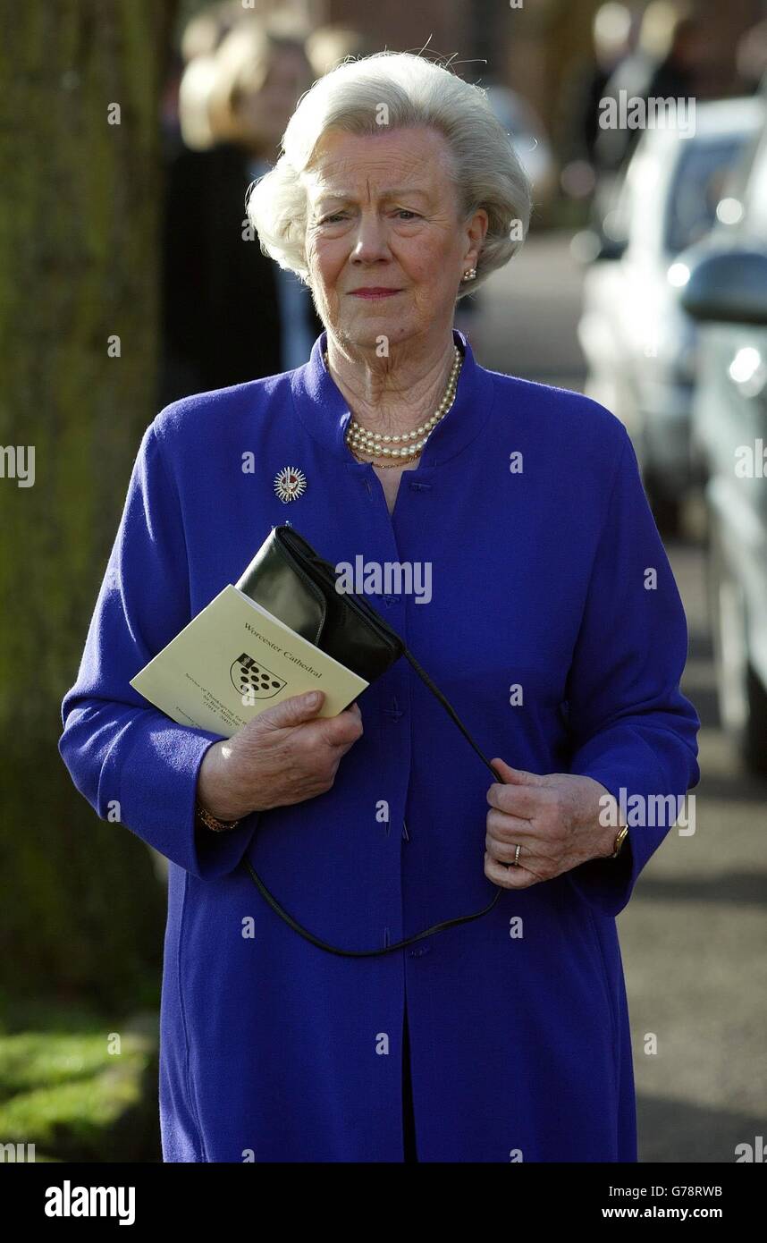 Lady Millichip - Sir Bert Millichip memorial. Lady Barbara Millichip leaves the memorial service of her husband Sir Bert Millichip at Worcester Cathedral. Stock Photo