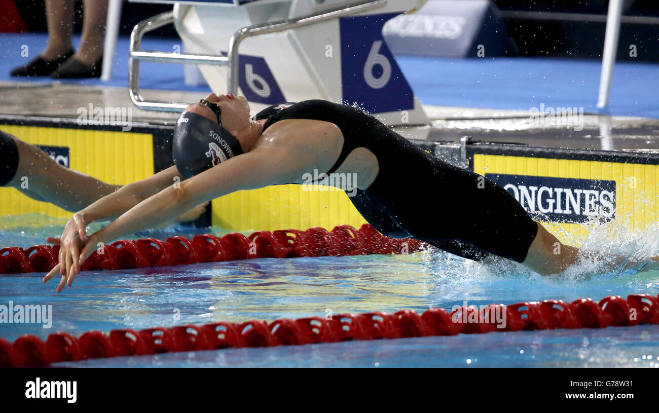 England's Elizabeth Simmonds during the Women's 200m Backstroke Final, at Tollcross Swimming Centre, during the 2014 Commonwealth Games in Glasgow. Stock Photo