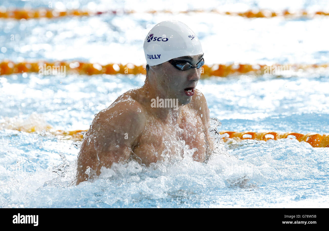 Scotland's Mark Tully during the Men's 50m Breaststroke Semi-final 1, at Tollcross Swimming Centre, during the 2014 Commonwealth Games in Glasgow. Stock Photo