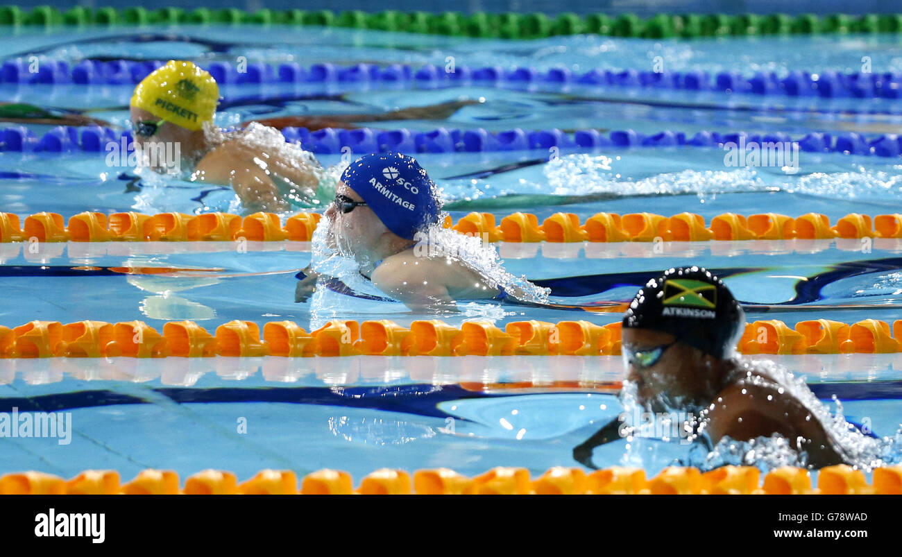 Scotland's Katie Armitage during the Women's 100m Breaststroke Semi-final 1, at Tollcross Swimming Centre, during the 2014 Commonwealth Games in Glasgow. Stock Photo