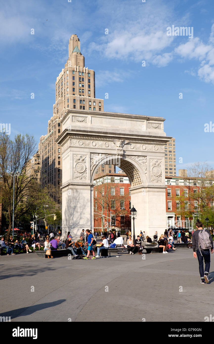 Washington Square Arch in spring in Washington Square Park, Greenwich Village, New York, USA Stock Photo