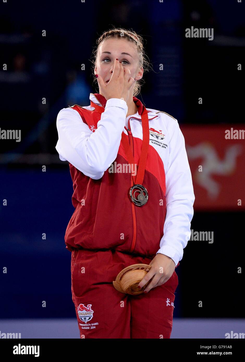 England's Ruby Harrold on the podium with her bronze medal following ...