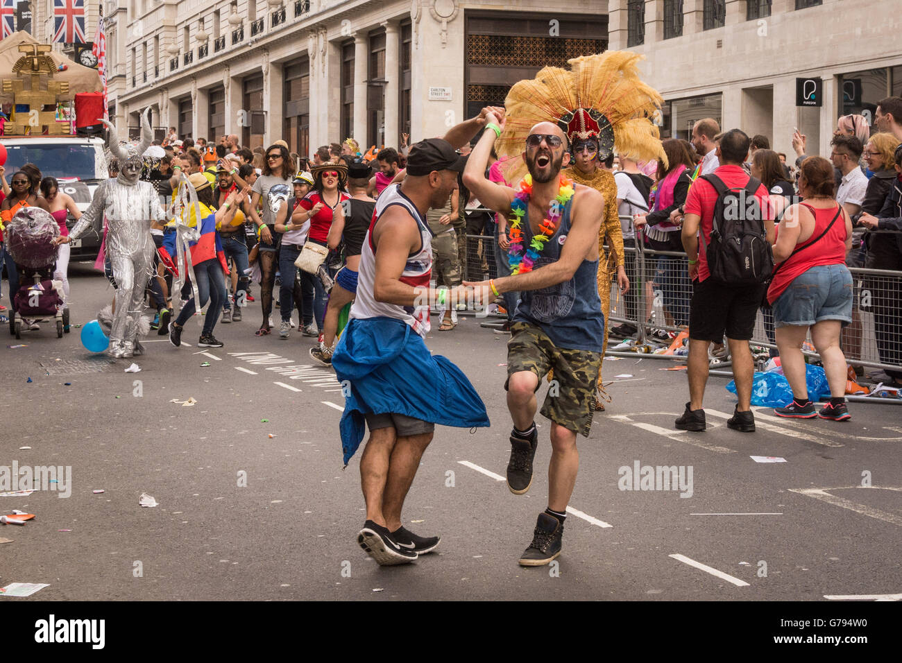 London UK 25th June 2016. The Gay Pride parade makes its way down Haymarket. Credit: Patricia Phillips/Alamy Live News Stock Photo