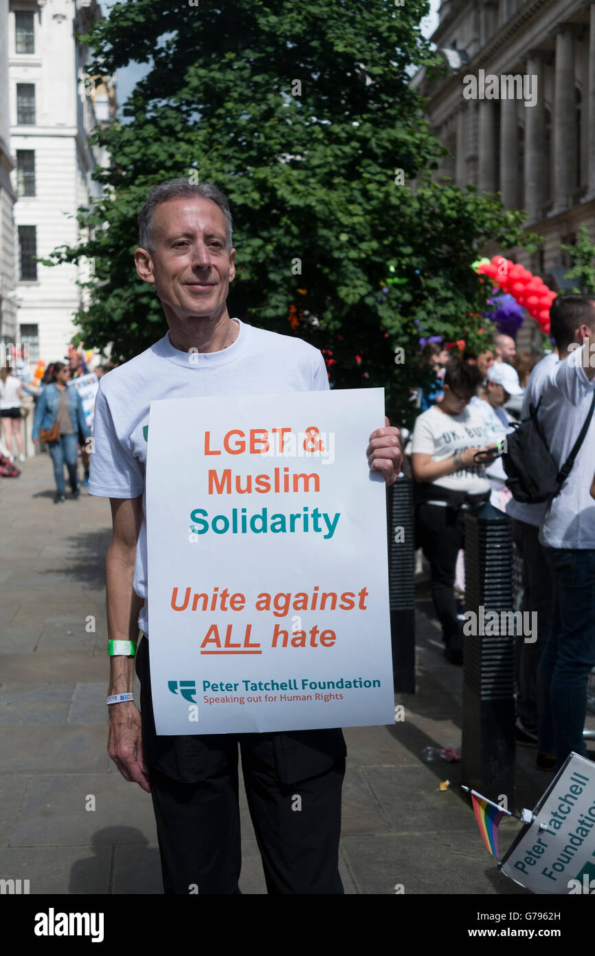London, UK. 25th June, 2016. Peter Tatchell asking for solidarity between the Muslim and LGBT communitys  Credit:  claire doherty/Alamy Live News Stock Photo